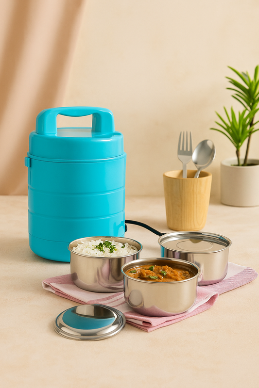 Electro Steel 3-Container Electric Lunch Box