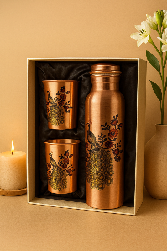 Royal Etched Copper Drinkware Gift Set