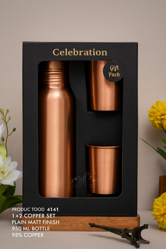 Pure Copper Hydration Gift Set – Matte Finish