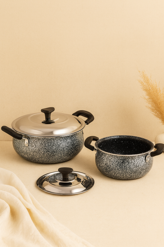 Marble-Finish Heavy-Duty Cookware Set (3-Piece)