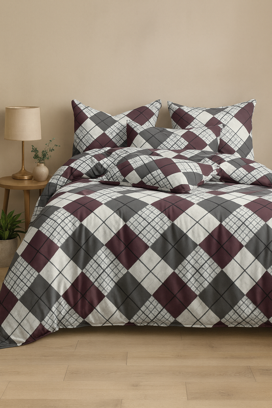 Premium Checkered Elegance Bedsheet Set