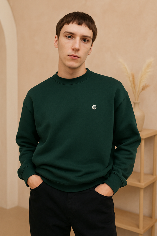Round Neck Full Sleeve Crew Neck T-Shirt – Dark Green