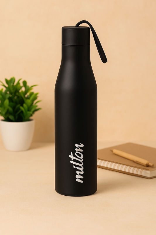 Milton Stainless Steel Water Bottle – Black with Printing